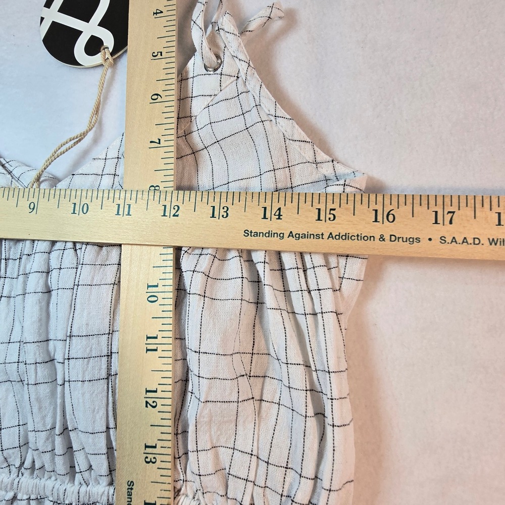 Merci‎ White Plaid Cami Top Ruffle Sleeveless Sz M Dainty Coquette Cottagecore - Picture 8 of 9